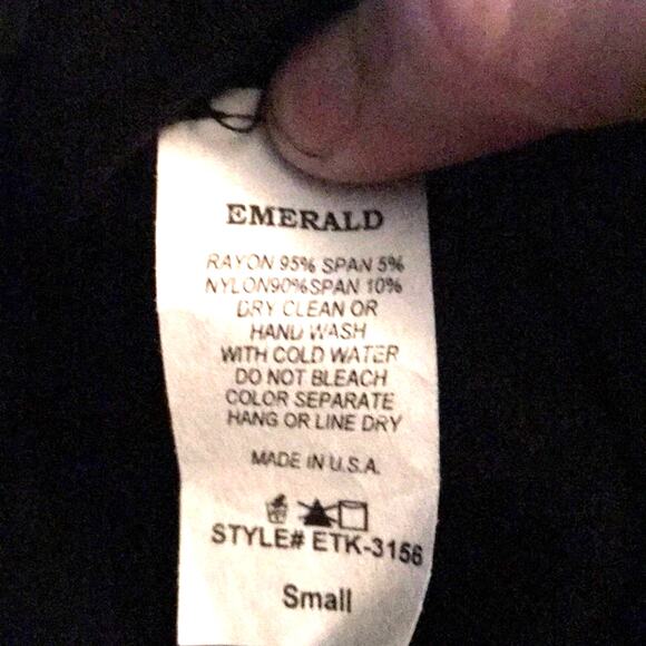 Emerald Sz S LS qauze flowy bottom upper Black lace inset - Picture 6 of 6